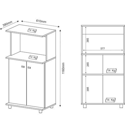 Balcão Para Forno E Microondas Com 2 Portas Cr20007 Branco