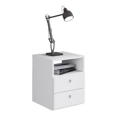 Mesa De Cabeceira Com 2 Gavetas Multimóveis Branca Branco