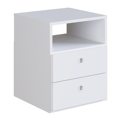 Mesa De Cabeceira Com 2 Gavetas Multimóveis Branca Branco