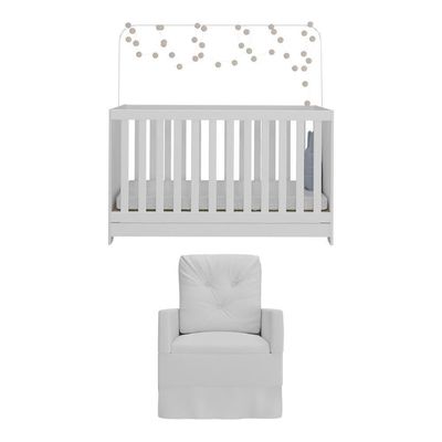 Berço 3X1 Com Colchão Incluso E Poltrona Elza Mp4094 Branco