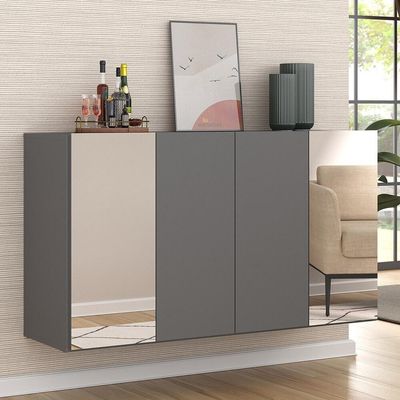 Aparador Buffet 4 Portas Multimóveis V3559 Branco/Preto