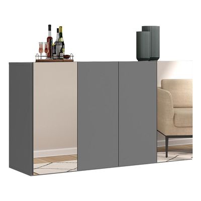 Aparador Buffet 4 Portas Multimóveis V3559 Branco/Preto