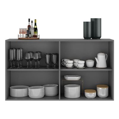 Aparador Buffet 4 Portas Multimóveis V3559 Branco/Preto