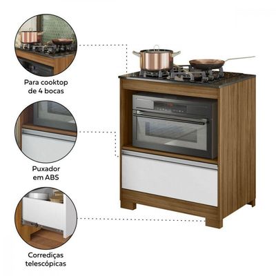 Balcão Para Cooktop 4 Bocas Notável 3110 Freijo-branco