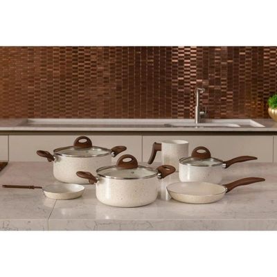 Jogo De Panelas 6 Peças Vanilla Em Alumínio E Revestimento Cerâmico Ceramic Life Smart Plus Brinox