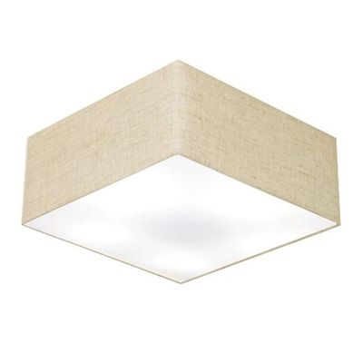 Plafon Quadrado Md-3012 Cúpula Em Tecido 21/50x50cm Rústico Bege - Bivolt