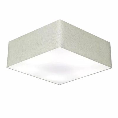 Plafon Quadrado Md-3056 Cúpula Em Tecido 15/70x70cm Rústico Cinza - Bivolt