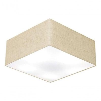 Plafon Quadrado Md-3012 Cúpula Em Tecido 21/50x50cm Rústico Bege - Bivolt