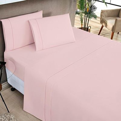 Jogo De Lençol King Elegance 200 Fios 4 Peças - Rosa