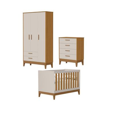 Jogo De Quarto Para Bebe Completo 3 Portas Flip Areia Com Savana