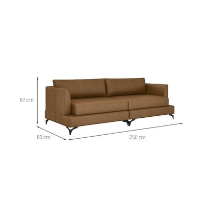 Sofá 4 Lugares Dallas Couro Marrom 250 cm