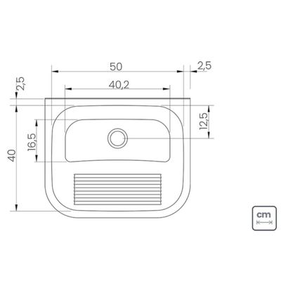 Tanque Inox de Parede Tramontina Hera 34L 50x40cm Aço Escovado para Lavanderia e Área de Serviço