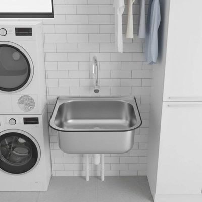 Tanque Inox de Parede Tramontina Hera 34L 50x40cm Aço Escovado para Lavanderia e Área de Serviço