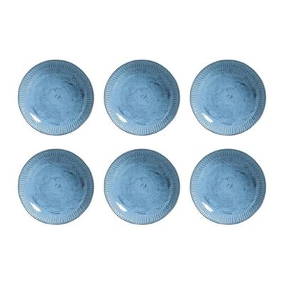 Conjunto com 6 Pratos Fundos Linhas Breeze em Stoneware Porto Brasil Azul