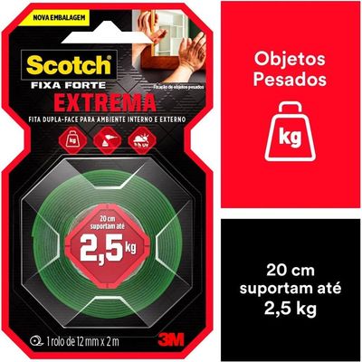 Fita Dupla Face Fixa Forte 12mmx2m Scotch 3m