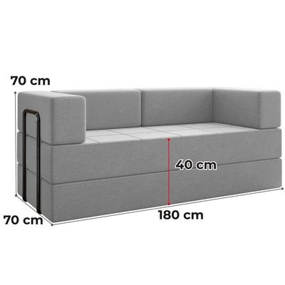 Sofa Cama Modular 2 Lugares 180 Cm Monaco Linho Cinza Vconcept Cinza