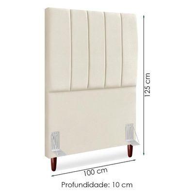 Cabeceira Solteiro 100 Cm Com Frame Carla Suede Bege Artte Bege