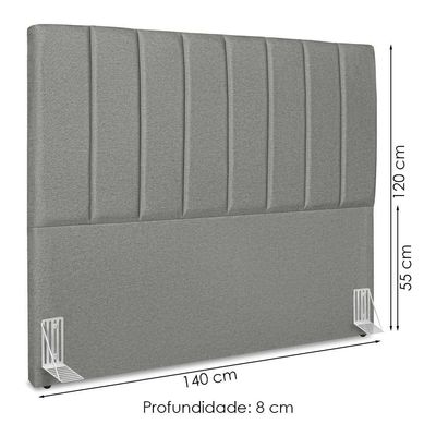 Cabeceira Casal 140 Cm Com Frame Dalia Linho Cinza Escuro Artte Cinza Escuro