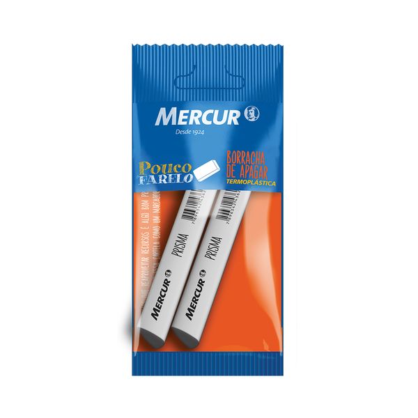 Borracha Mercur Prisma Branca com 2 Unidades