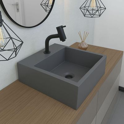 Cuba De Apoio Banheiro Onix Pedra 40x40cm Chumbo Fosco