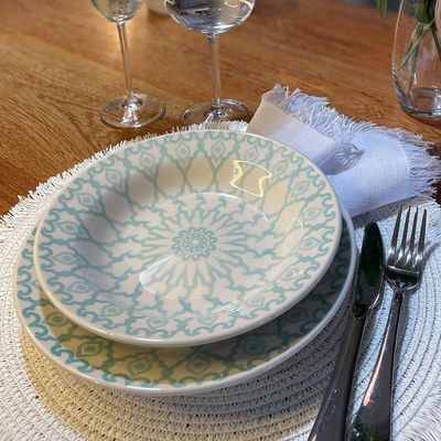 Prato Fundo de Cerâmica Estampa Donna Mandala 22cm 12 Unidades - Biona 091066