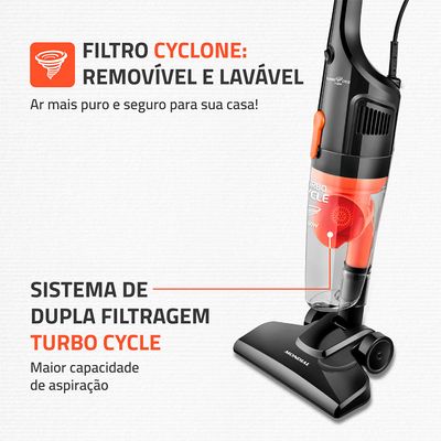 Aspirador de Pó Vertical Mondial Turbo Cycle 1100W AP-35 Preto/Laranja 127V