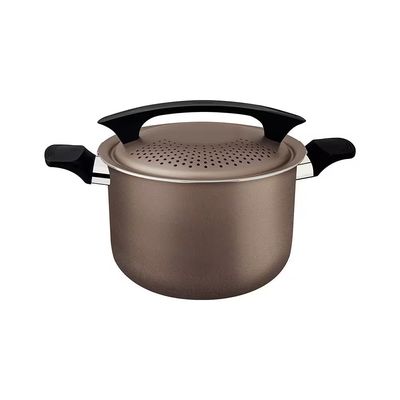 Espagueteira Antiaderente Starflon Max 22cm com Tampa Escorredora Milazzo Tramontina Amêndoa