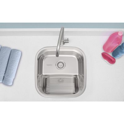 Tanque de Encaixe Tramontina Hera 23 L em Aço Inox Polido 40x40 cm