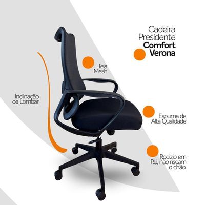 Cadeira Presidente Oficial Comfort Verona Sem Apoio