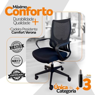 Cadeira Presidente Oficial Comfort Verona Sem Apoio