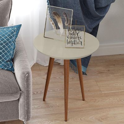 Mesa Apoio Canto Para Sala Redonda Luna Patrimar Off White