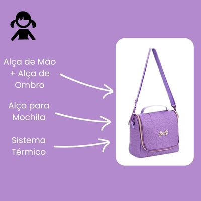 Lancheira Para Meninas Alça Para Ombros Sistema Térmico Resistente Reforçada  Just La  Denlex Roxo