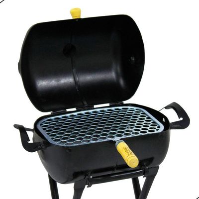 Churrasqueira Móvel A Bafo Mini Carvão Com Suporte E Grelha Preto