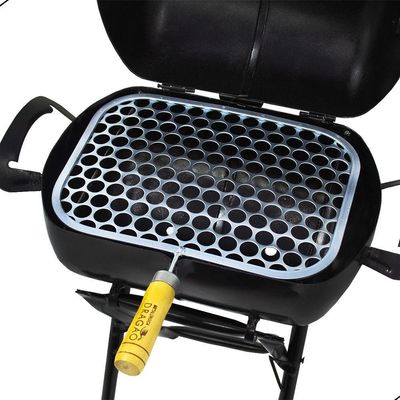 Churrasqueira Móvel A Bafo Mini Carvão Com Suporte E Grelha Preto