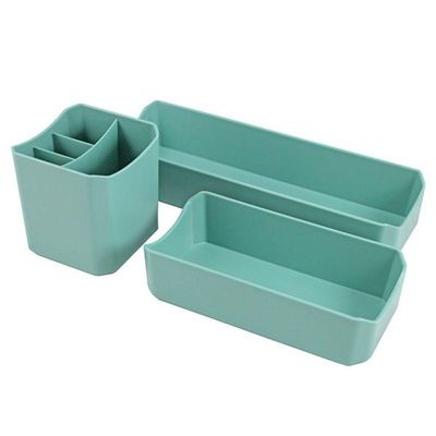Organizador De Mesa- Maquiagem - Porta Treco - Caneta 3 Peças Linha Loft Turquesa