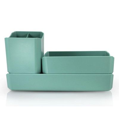 Organizador De Mesa- Maquiagem - Porta Treco - Caneta 3 Peças Linha Loft Turquesa