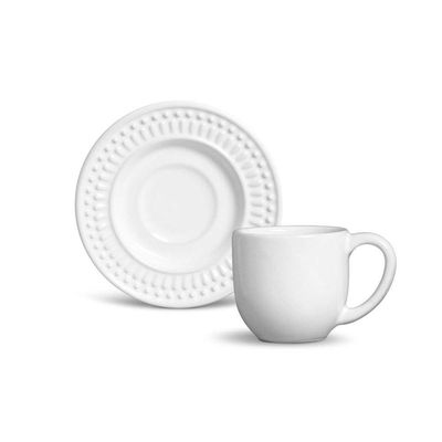 Conjunto De Xícara De Cafezinho Com Pires 06 Peças Roma Branco Porto Brasil
