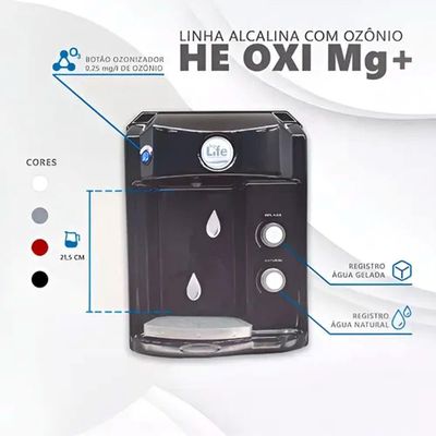 Purificador Água Super Alcalina Ionizada Ozônio E Magnésio Preto 110V
