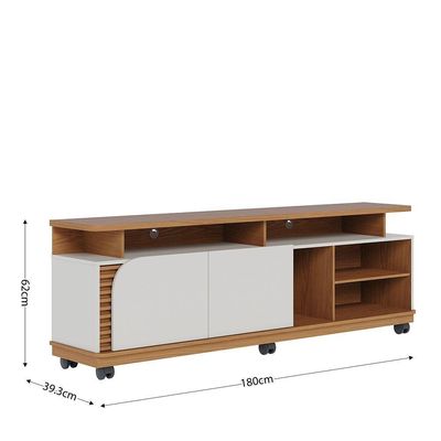 Bancada Jurere 180cm 2 Portas De Giro - Ssx Multicoisas Cor Freijo/off White Matte