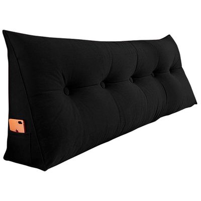 Almofada Para Cabeceira Encosto Apoio Lombar Spot 195cm Com Porta Celular Suede - Abmaza Cor Preto