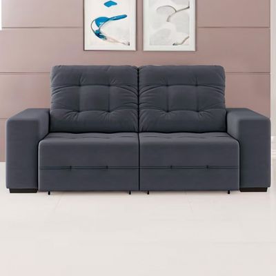 Sofá 3 Lugares Retrátil/Reclinável Linoforte Bonno com Revestimento em Suede Cinza
