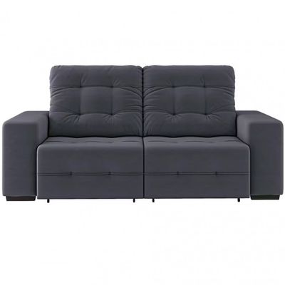 Sofá 3 Lugares Retrátil/Reclinável Linoforte Bonno com Revestimento em Suede Cinza