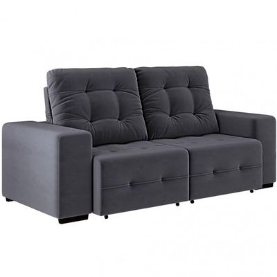 Sofá 3 Lugares Retrátil/Reclinável Linoforte Bonno com Revestimento em Suede Cinza
