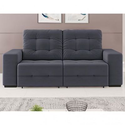 Sofá 3 Lugares Retrátil/Reclinável Linoforte Bonno com Revestimento em Suede Cinza