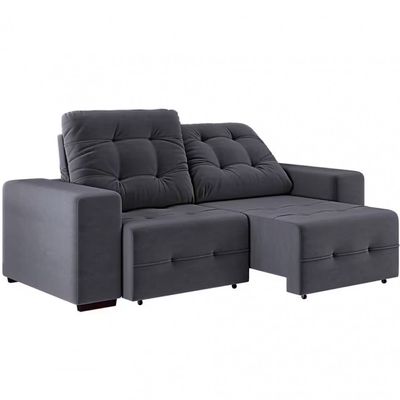 Sofá 3 Lugares Retrátil/Reclinável Linoforte Bonno com Revestimento em Suede Cinza