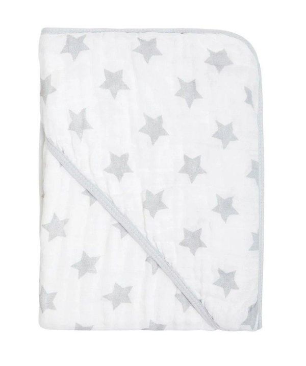 Toalha De Banho Soft Com Capuz Estampada Star Cinza Papi