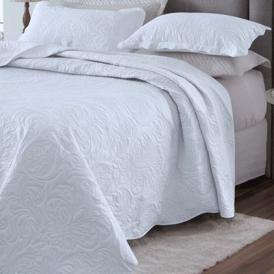 Kit Cobre Leito Colcha Basic Queen 3 Peças Dupla Face Liso Classic - Branco - 100% Poliéster