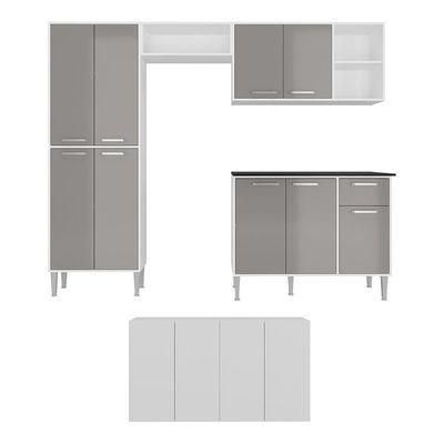 Cozinha Completa C/ Aparador Multimóveis Branca/lacca Fumê