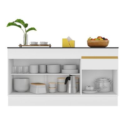 Balcão Cozinha Gabinete Pia 150 Cm 3 Portas Gw Mp2107 Branco