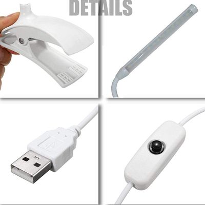 Luminária Flexível Tubo 13 LEDs com CLIPE Prendedo - GARRA - FINA P - USB